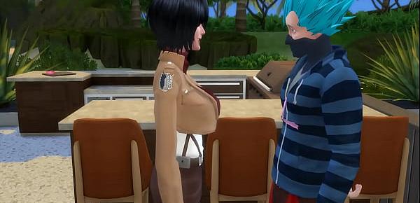  Anime Porn Cap3 Mikasa le pide a vegeta que le enseñe a cocinar ella logra seducirlo le dice que bulma no se entere que te voy a follar mejor que a ella